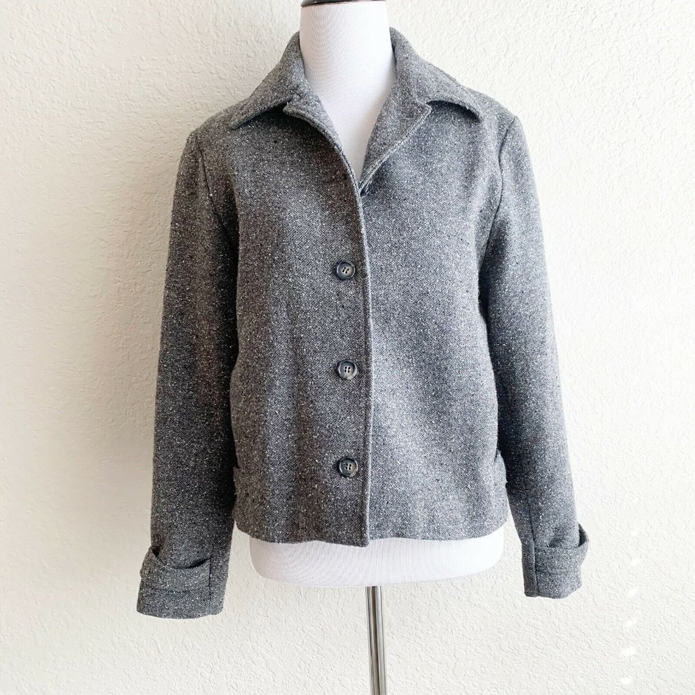 Vintage J Jill USA Women’s Wool Blend Gray Tweed C